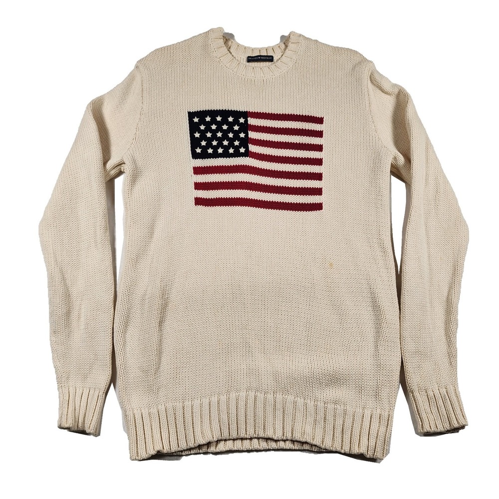 Brandy Melville Sweater Womens Small Nico American Flag Thick Knit Baggy Cotton